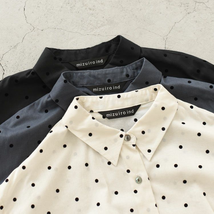 flocky dots print shirt フロッキードットプリントシャツ