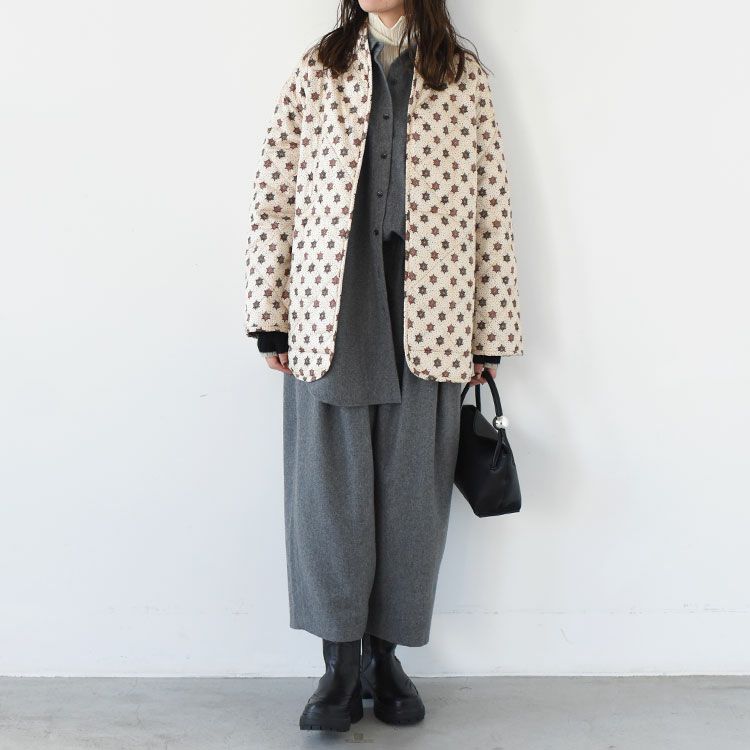 pattern no collar quilt jacket パターンノーカラーキルティングジャケット