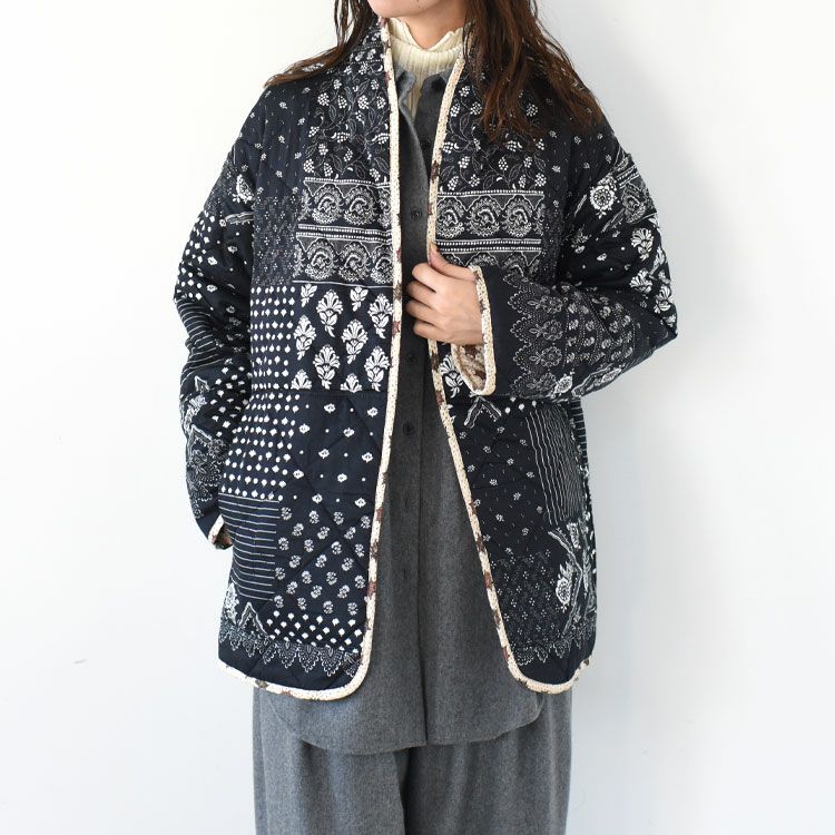pattern no collar quilt jacket パターンノーカラーキルティングジャケット