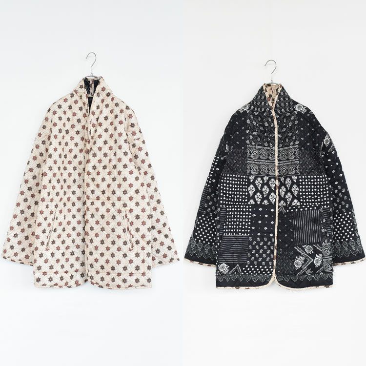 pattern no collar quilt jacket パターンノーカラーキルティングジャケット