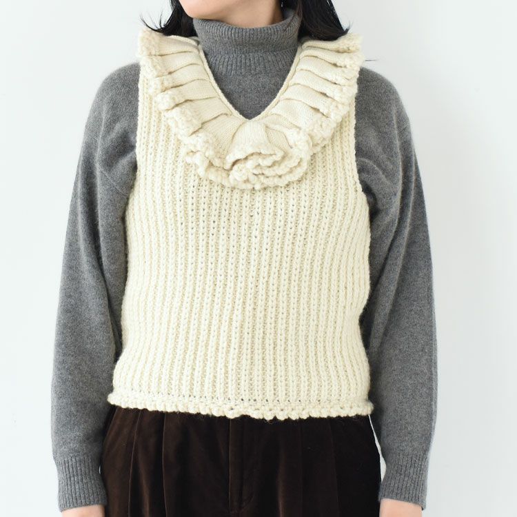hand knit ruffle vest ハンドニット ラッフルベスト