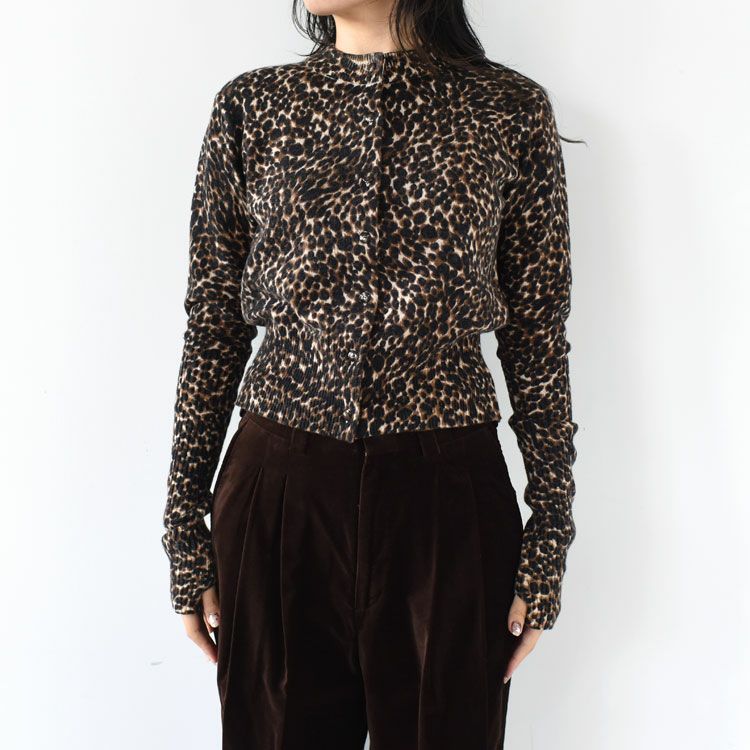 LEOPARD LONG RIB KNIT CARDIGAN レオパード ロングリブカーディガン