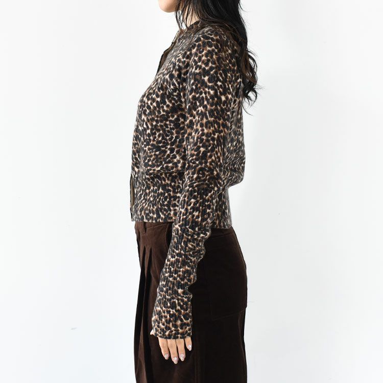 LEOPARD LONG RIB KNIT CARDIGAN レオパード ロングリブカーディガン