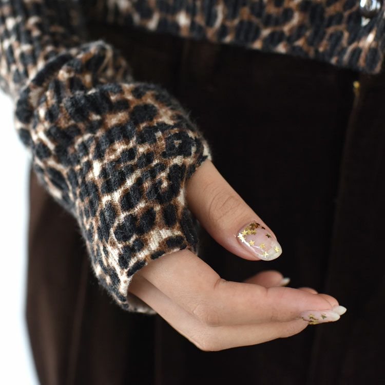 LEOPARD LONG RIB KNIT CARDIGAN レオパード ロングリブカーディガン