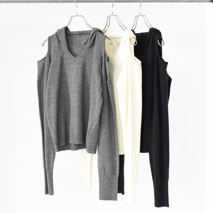slim hooded knit スリムフーデッドニット