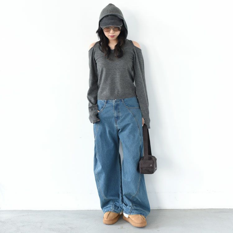 slim hooded knit スリムフーデッドニット