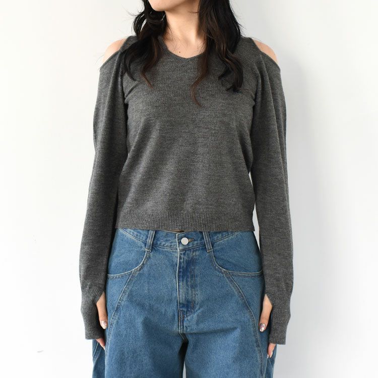 slim hooded knit スリムフーデッドニット