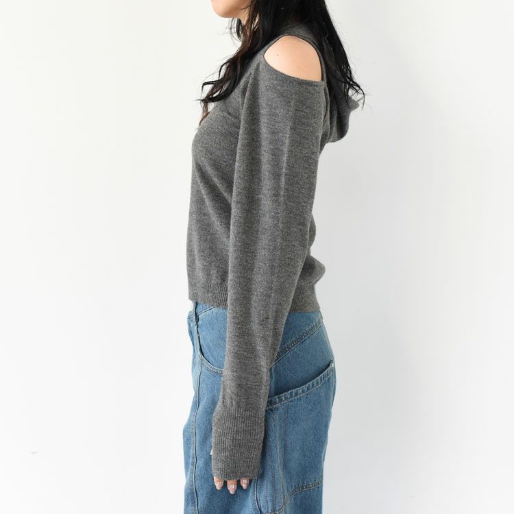 slim hooded knit スリムフーデッドニット