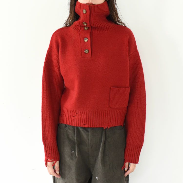 buttoned high-neck knit ボタンハイネックニット